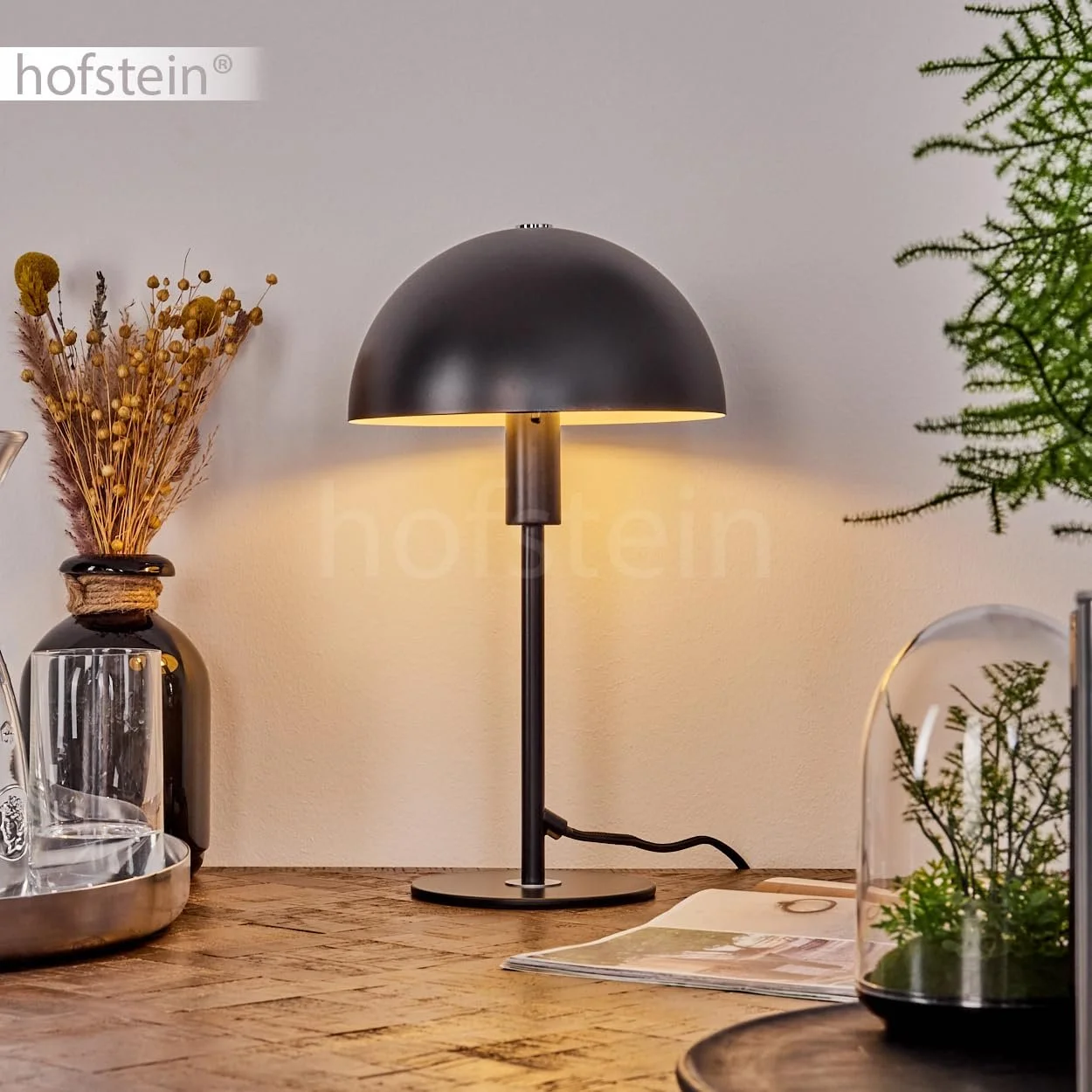 Настільна лампа Tati сучасна металева ретро/вінтаж 20 см висота 35 см вимикач на кабелі 1 x E14 чорна/біла, фото №8