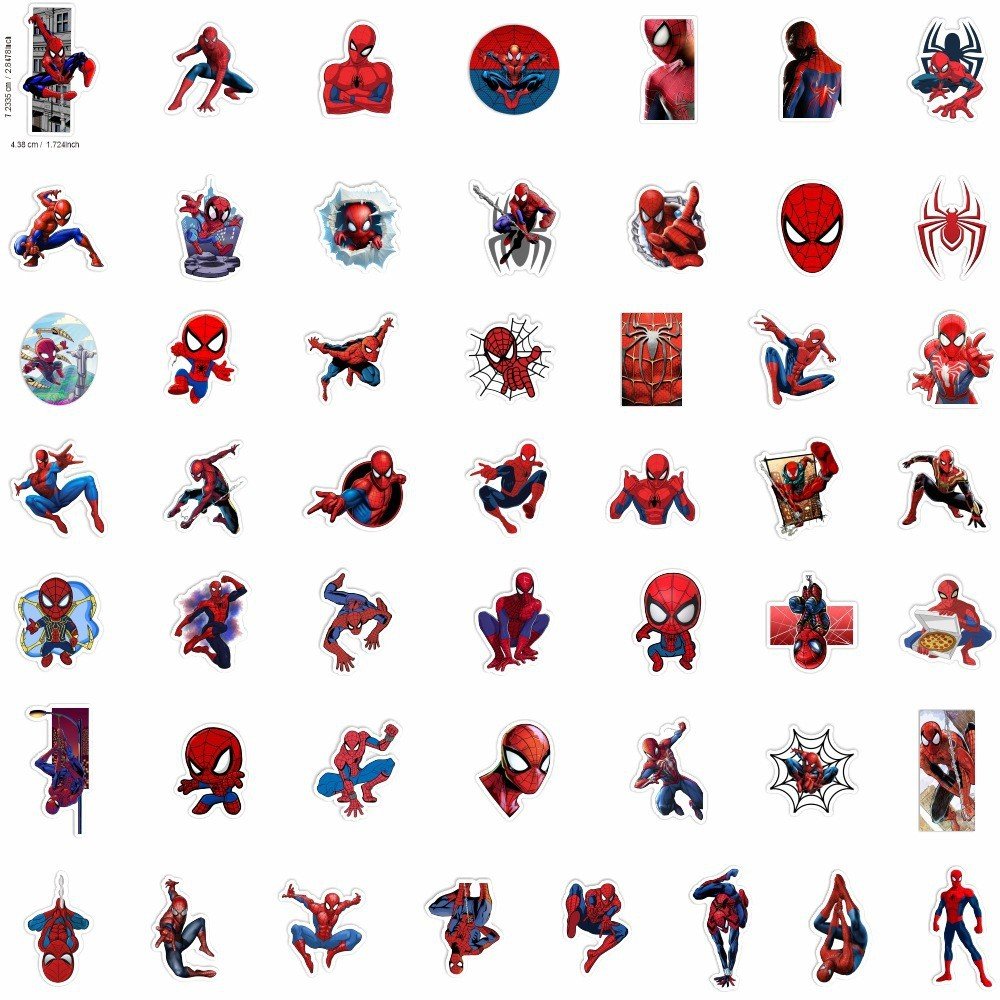 Стікери Людина Павук Spiderman Спайдермен Марвел стікерпак наклейки набір наклейок 50 шт, фото №3