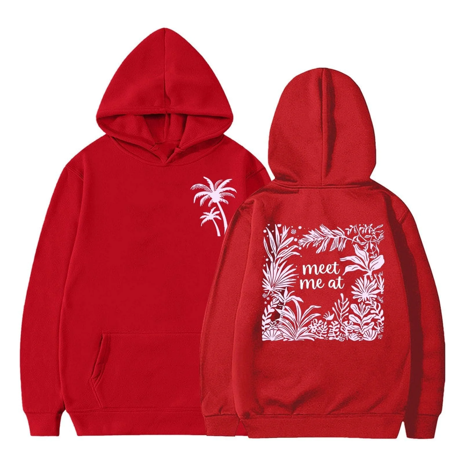 Толстовка 110 S Модна толстовка з капюшоном з кокосовою пальмою спереду та ззаду та кишенею на підборідді, фото №2