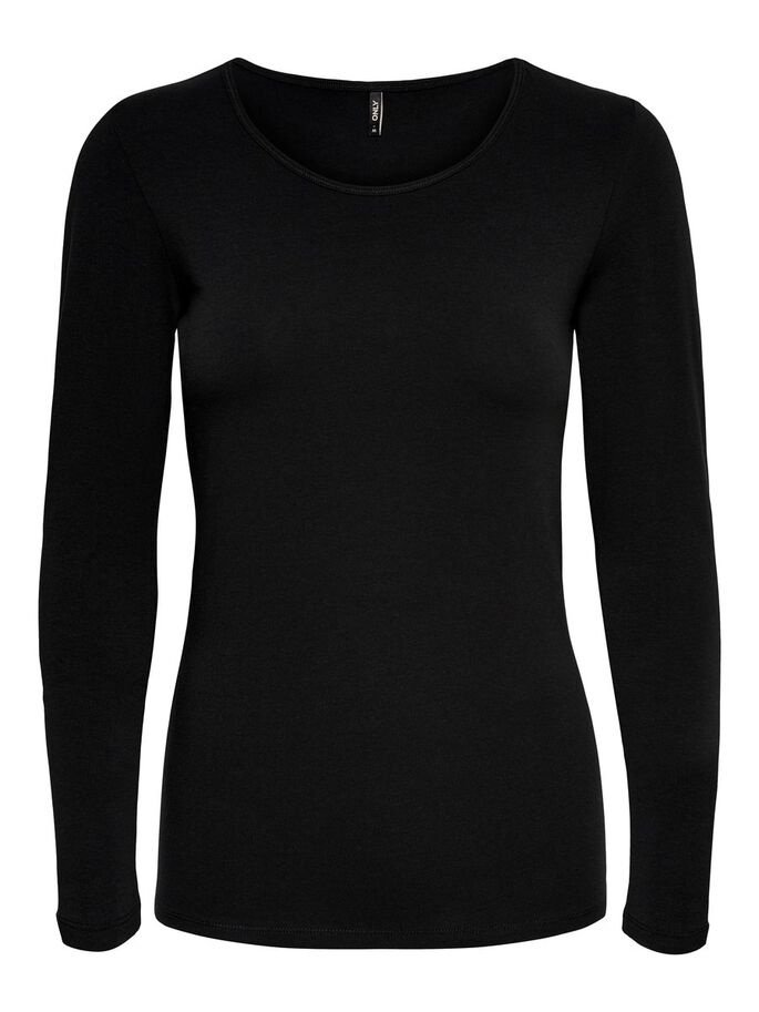 Футболка з довгими рукавами ONLLIVE LOVE LIFE L/S ONECK TOP NOOS JRS 15204712- ONLY Чорний XL, фото №4
