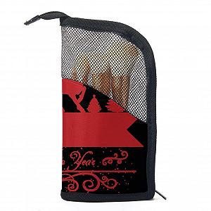 Набор кистей для макияжа с сумкой Red Silhouette Merry Christmas 12 штук Colored-3285 - Фото 1