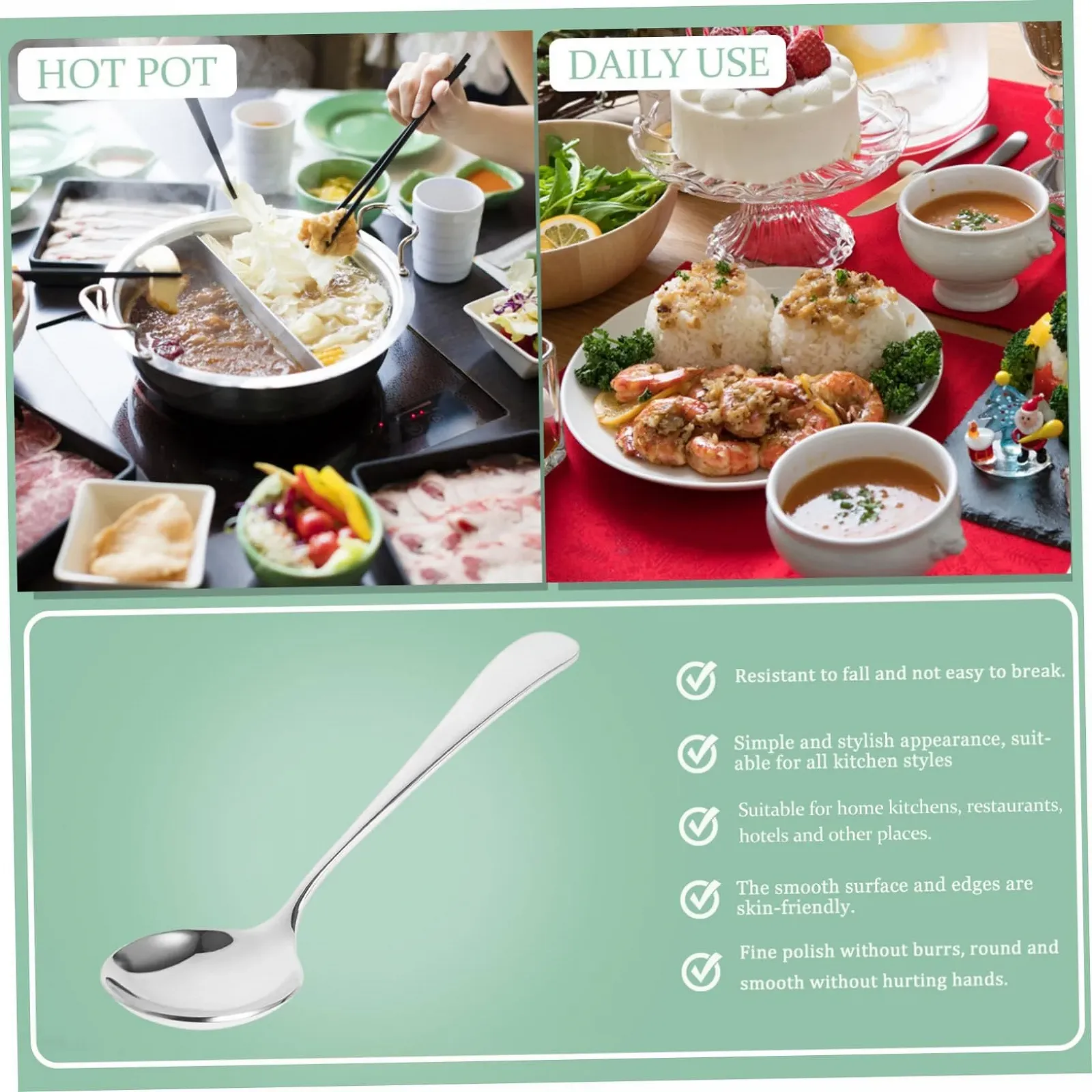 Ложка з нержавіючої сталі, чайна, молочна, фото №3