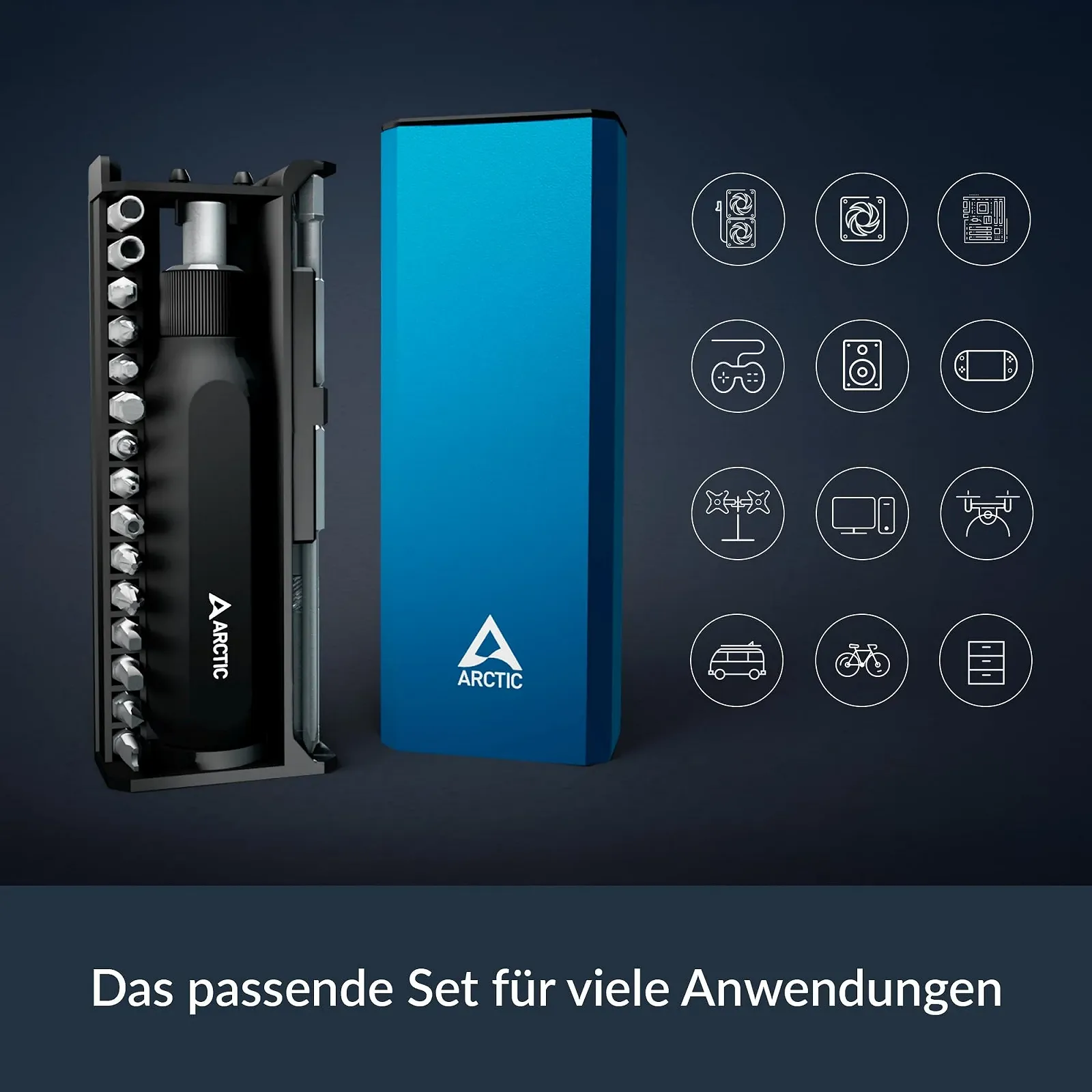 Набір реверсивних викруток ARCTIC 27 в 1 Cross/Slotted/Torx/Pozidriv/Hex алюмінієвий корпус, фото №2