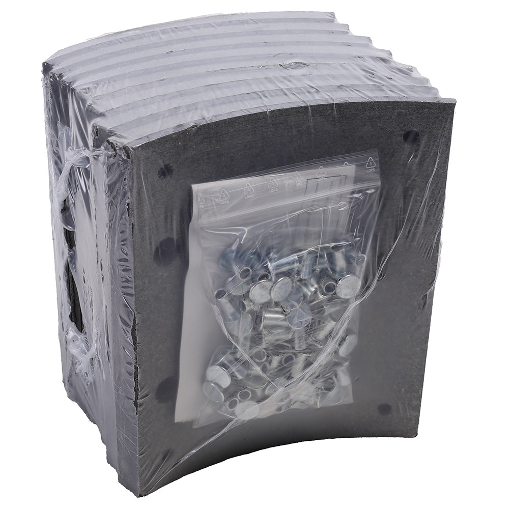 Накладка тормозная барабанного тормоза комплект с заклепками MAN F90 F2000 TGA MB ACTROS 410Х 1949621230, фото №2