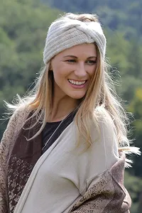 В'язана пов'язка на голову styleBREAKER 04026041 з візерунком у рубчик, вузлами, тепла зимова synthetic.ua - Фото 1