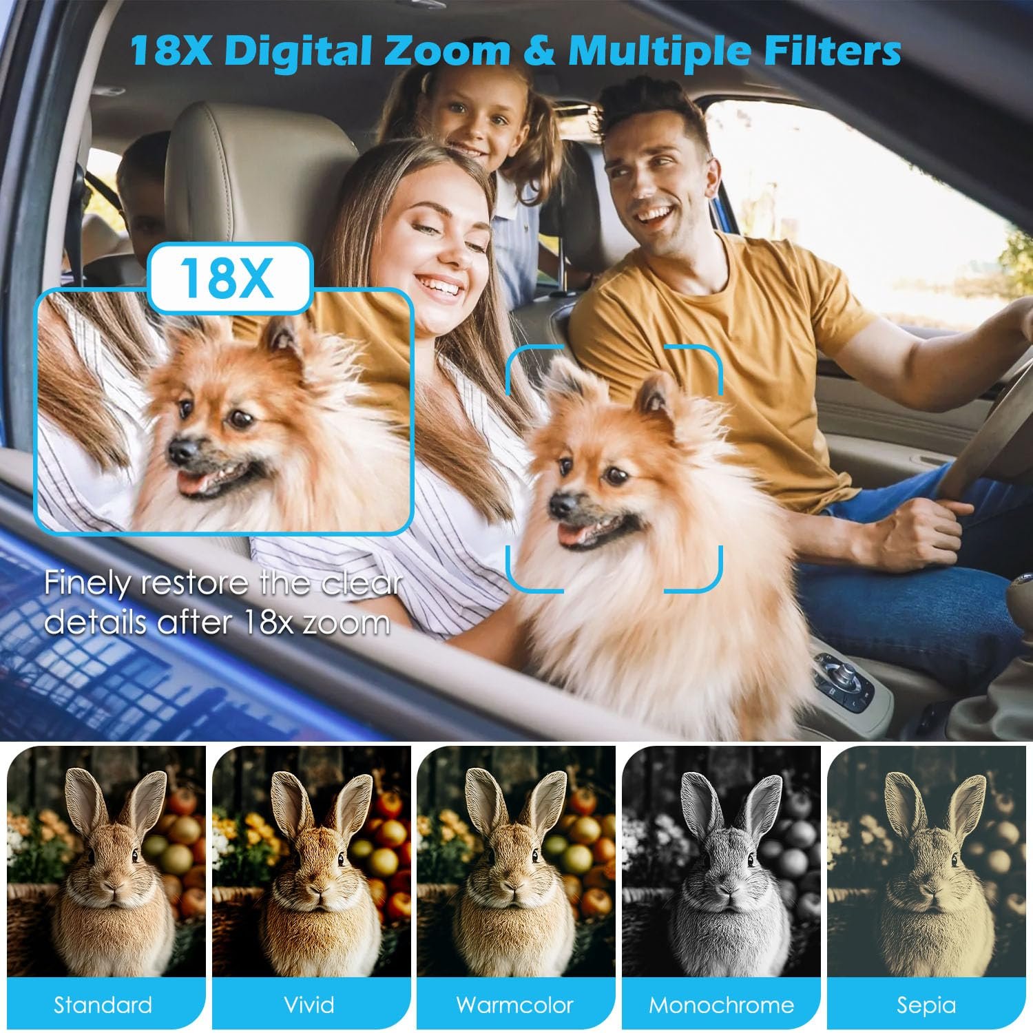 Цифрова камера Arosser UHD 5K 75MP 18X Zoom 2.83 дюйми 180° екран 64GB SD Retro Black, фото №4