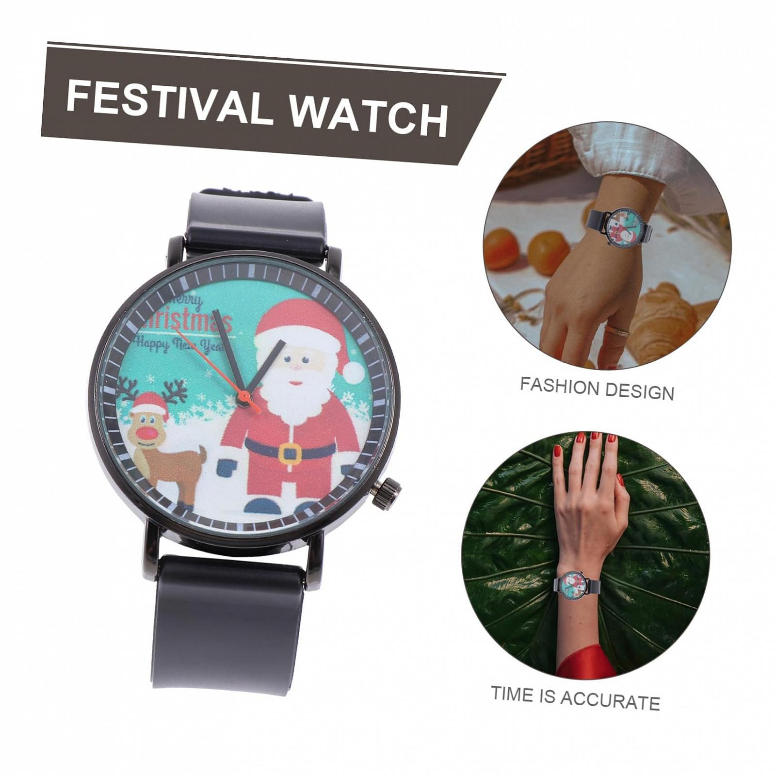Часы WRITWAA Рождественские Часы Унисекс Часы снеговика Детские Часы из нержавеющей стали Разные цвета Ремешок, фото №3