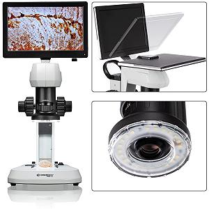 Микроскоп Bresser Analyth LCD с проходящим и отраженным светом, 5 уровней яркости, непрерывный зум (0,7X - 4,5X), дисплей 22,5 см и грубая и точная фокусировка, белый synthetic.ua - Фото 1