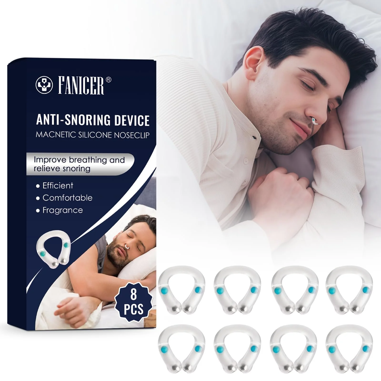 Засіб від хропіння Кліпса для носа Магнітна 8 шт, фото №1