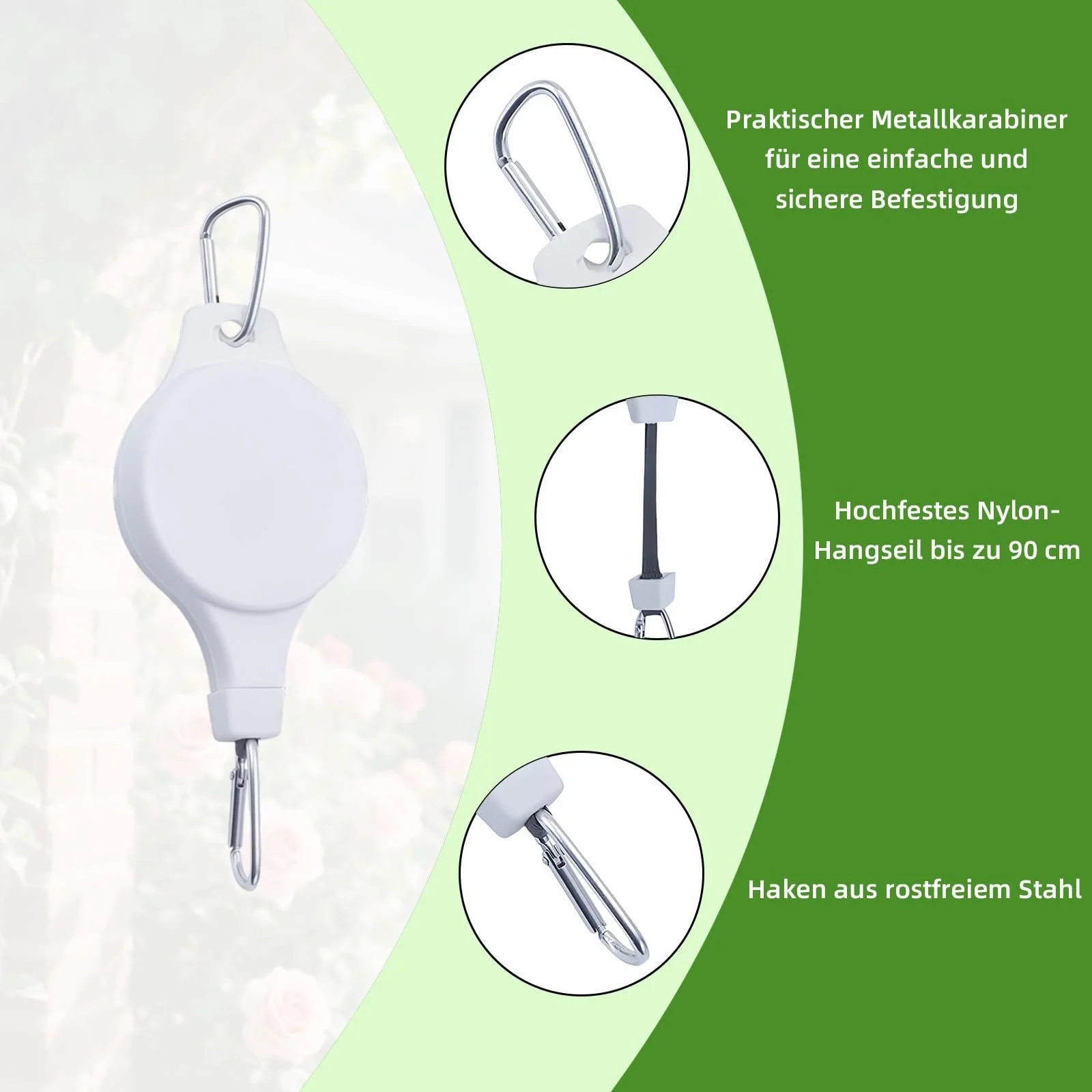 Регулируемые подвесы для растений 2 шт. 1-15 кг белые, фото №4