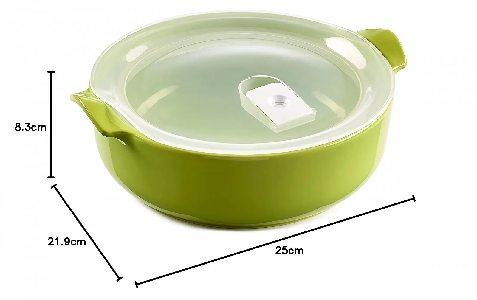 Форма для запекания керамическая 1.9 л круглая с герметичной крышкой Салатовая, фото №7