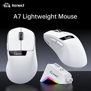 Миша FreeWolf A7 White 24000DPI PAM3311 із зарядною базою та екраном - Фото 1