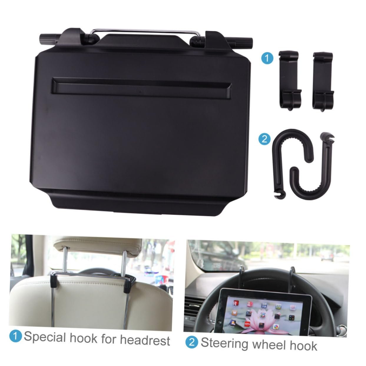 Автомобильный столик Cabilock с подставкой для мыши, прочный PC пластик, органайзер для компьютера, многофункциональный для напитков, закусок, планшета, подходит для крепления на руль и заднее сиденье, фото №2 Автомобильный столик Cabilock с подставкой для мыши, прочный PC пластик, органайзер для компьютера, многофункциональный для напитков, закусок, планшета, подходит для крепления на руль и заднее сиденье, фото №2