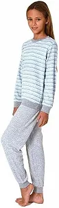 Пижама Terry для девочки Normann Полосатая, Теплая пижама с манжетами synthetic.ua - Фото 1