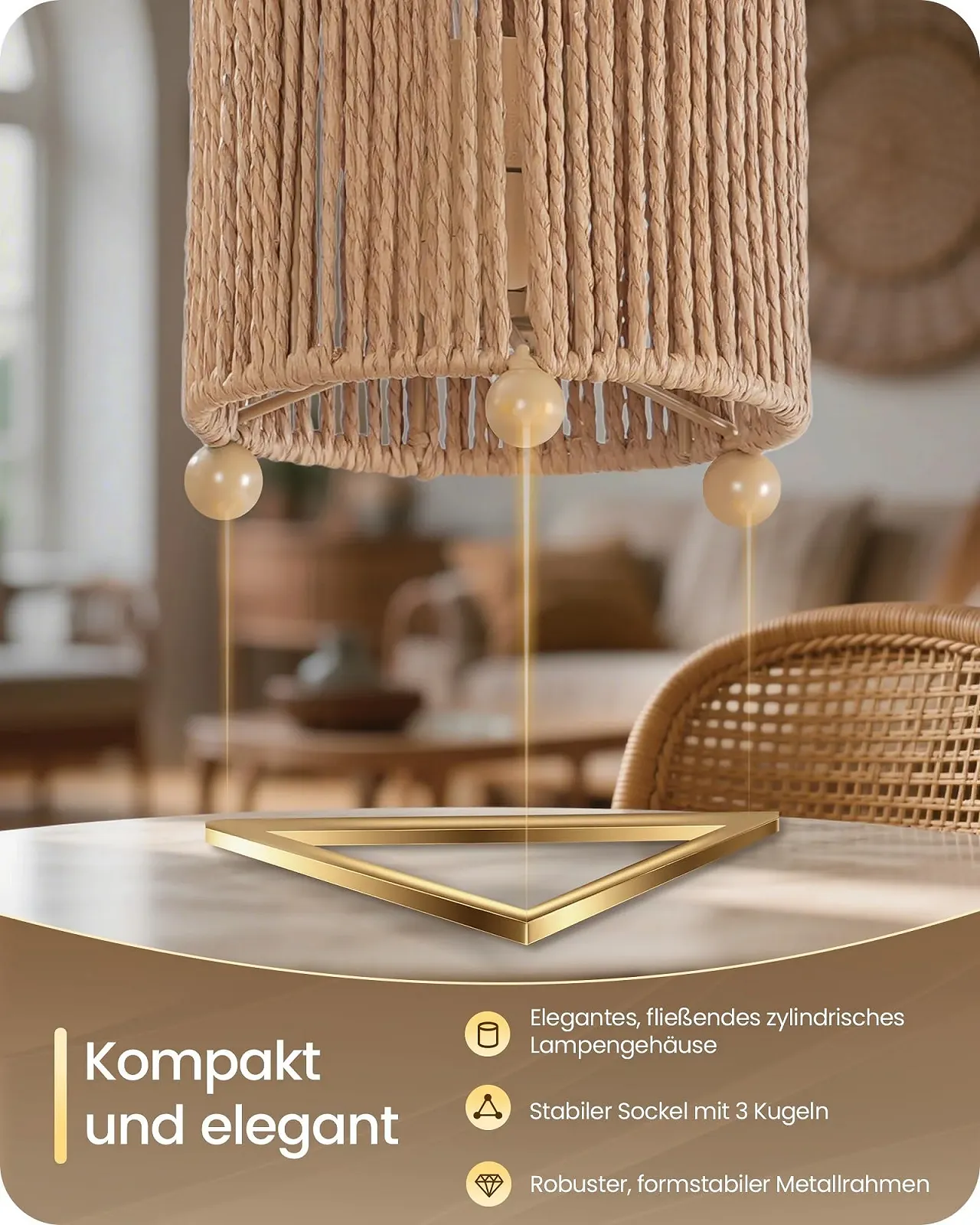 Настільна лампа приліжкова ZS11TLDP205 Бохо ротанг з кабелем світлодіодна лампа 4 Вт 2400 К набір з 2 шт., фото №4