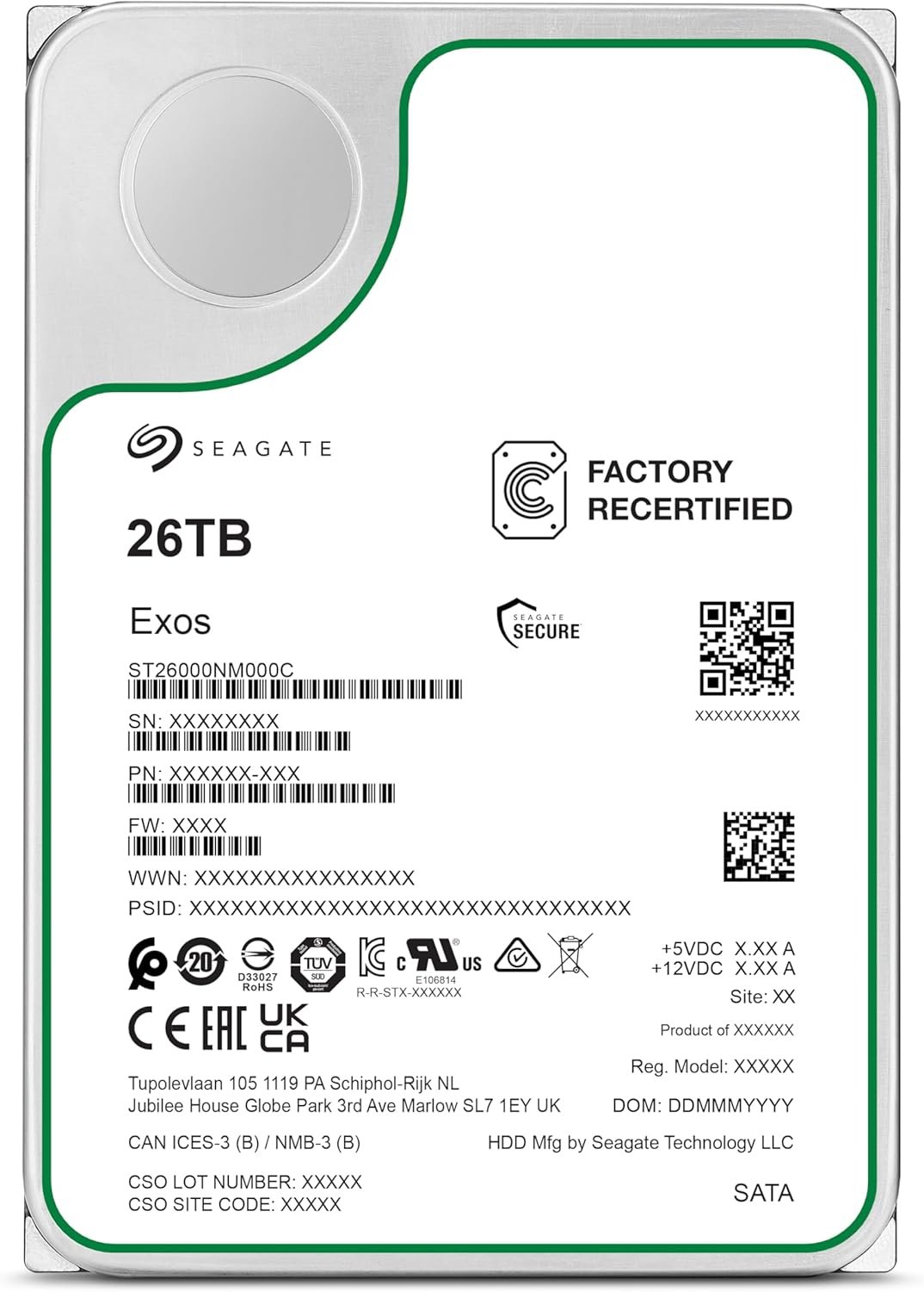 Жесткий диск Seagate Exos 26ТБ 7200об/м 190 МБ/с 3.5" SATA III (ST26000NM000C), фото №2