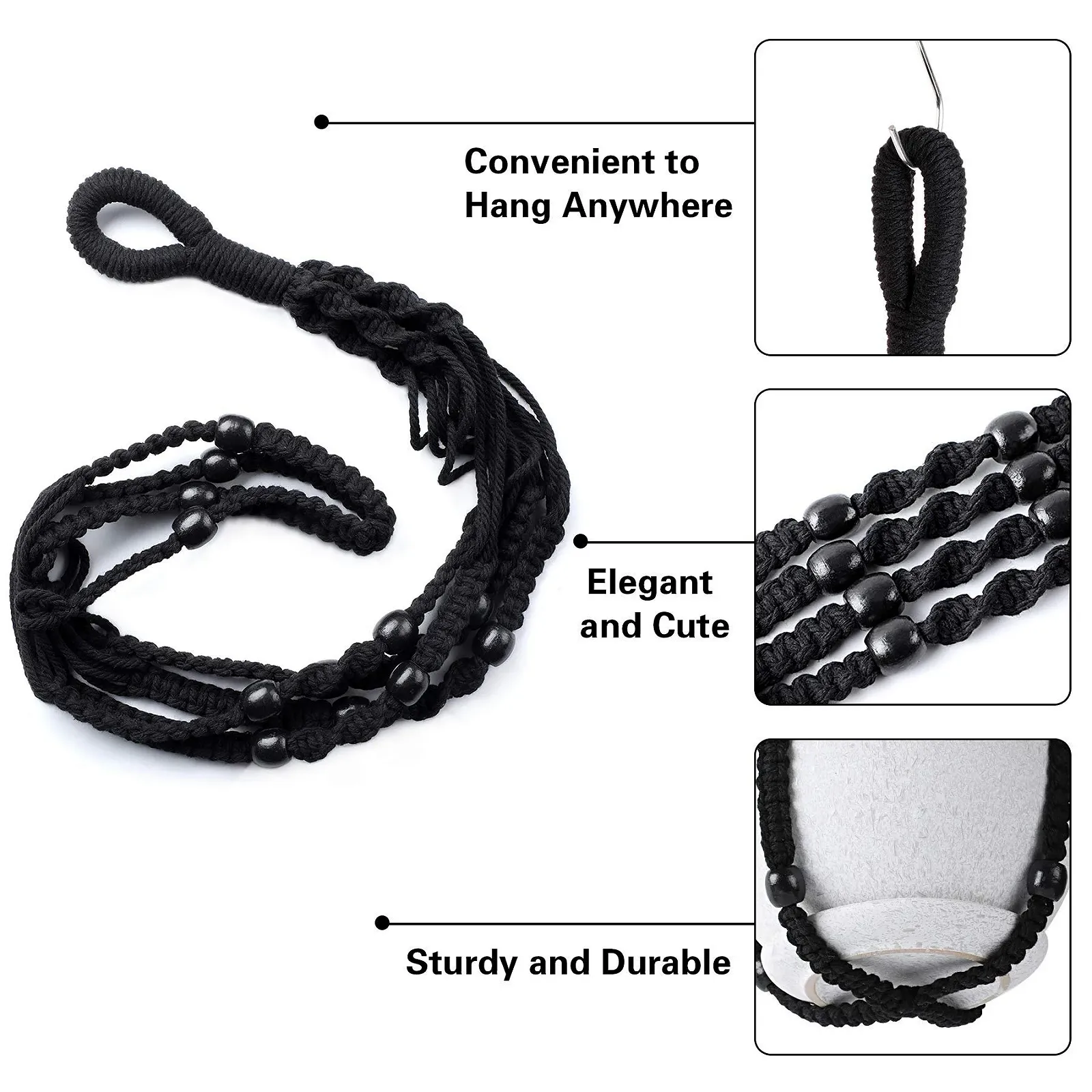 Підвісне кашпо макраме Augshy, 2 шт., ручної роботи, 35.4 дюйма, фото №3 Підвісне кашпо макраме Augshy, 2 шт., ручної роботи, 35.4 дюйма, фото №3