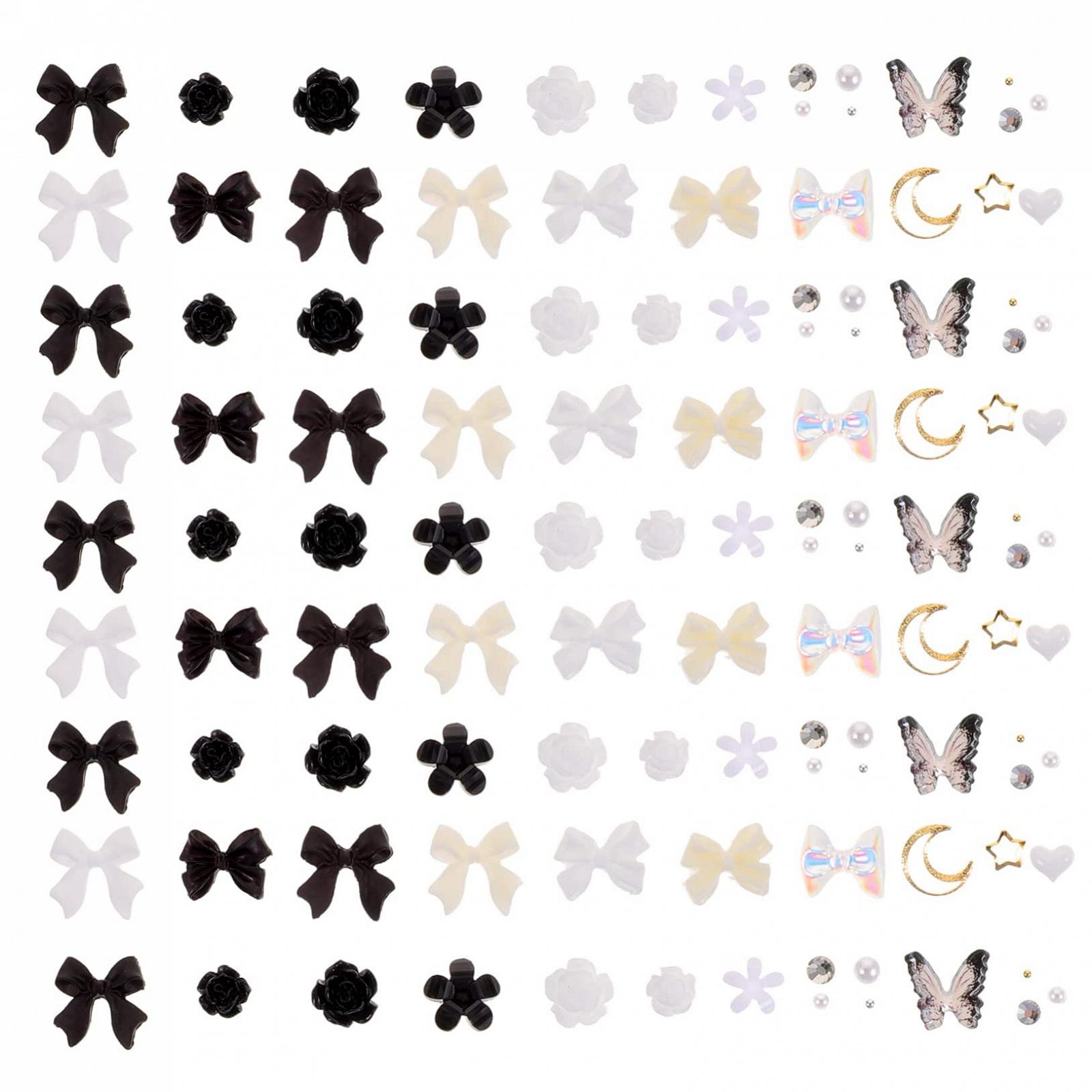 Стразы для ногтей VILLCASE Черные Бриллианты для ногтей 4 шт., подвески для нейл-арта, драгоценные камни для ногтей, подвески для ногтей своими руками, серебряные заклепки для ногтей 3d, пять лепестков, смола, фото №7