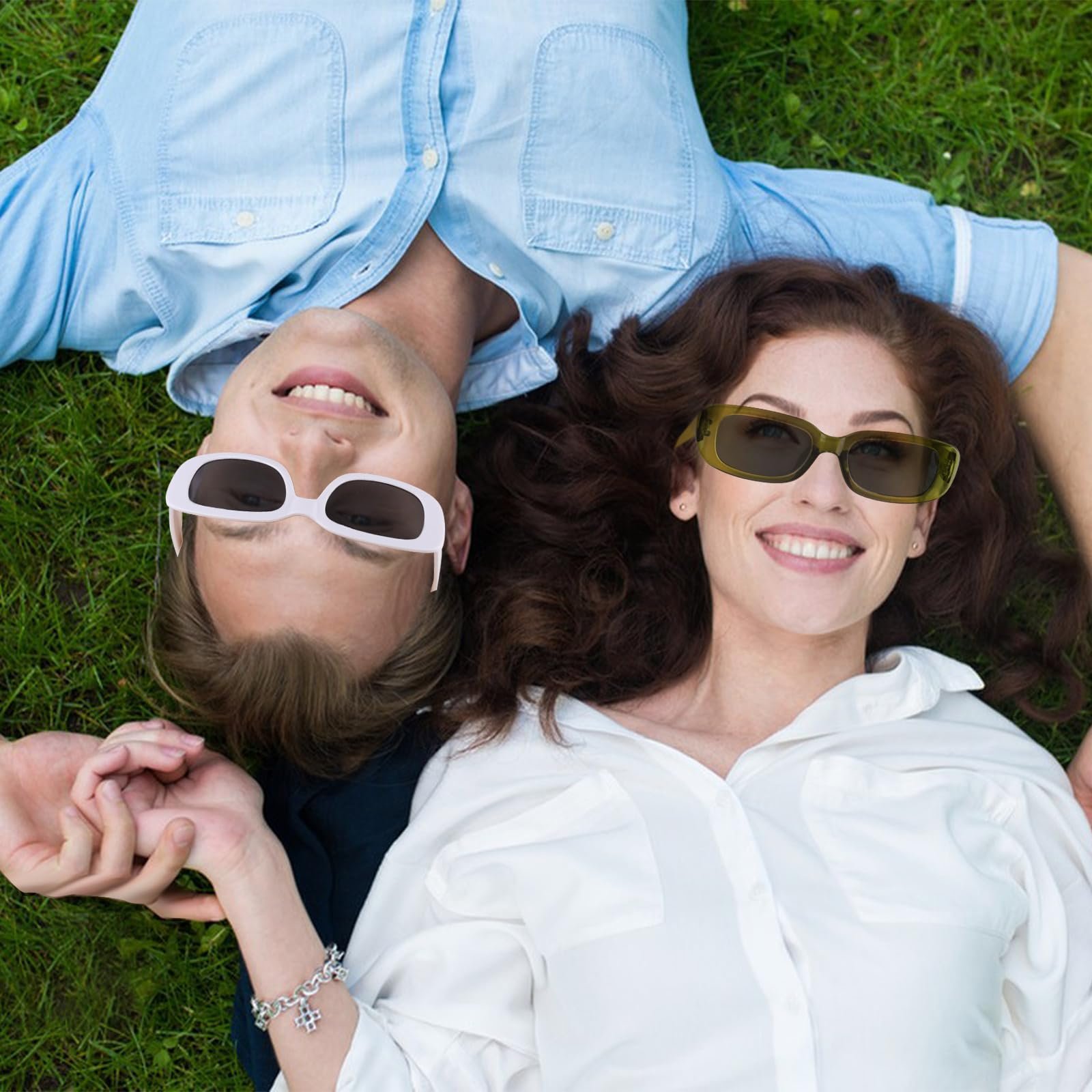 Солнцезащитные очки YYTECH Винтажные 90-х Ретро Прямоугольные Защита от УФ-лучей Разноцветные, 6 шт, фото №6