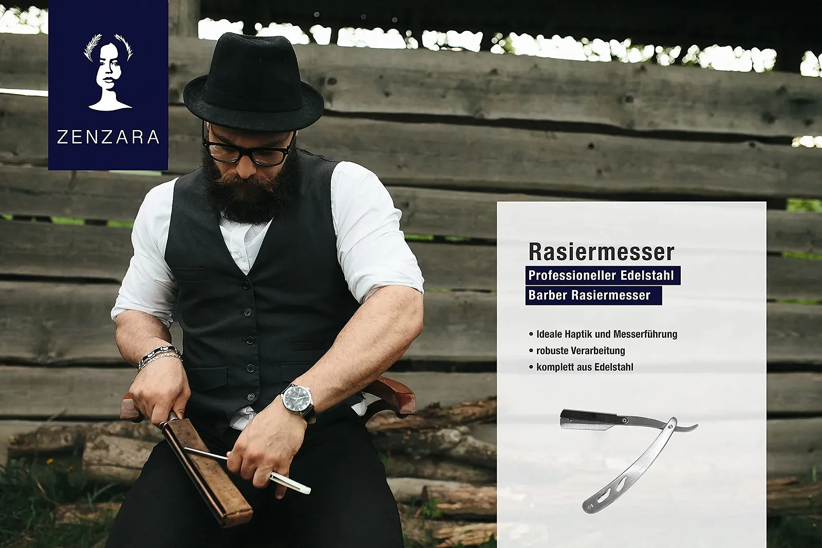 Опасная бритва ZENZARA Professional Stainless Steel нержавеющая сталь, фото №2