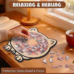 Деревянный пазл-силуэт Кот 135 деталей Разноцветный synthetic.ua - Фото 1