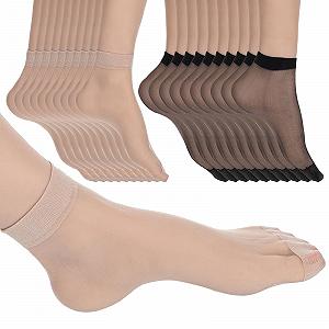 Носки Нейлоновые Женские Тонкие Прозрачные Короткие Шёлковые Летние Дышащие Матовые Прозрачные Нейлоновые Цвет Кожи, Чёрный, Телесно-чёрный, M - Фото 1