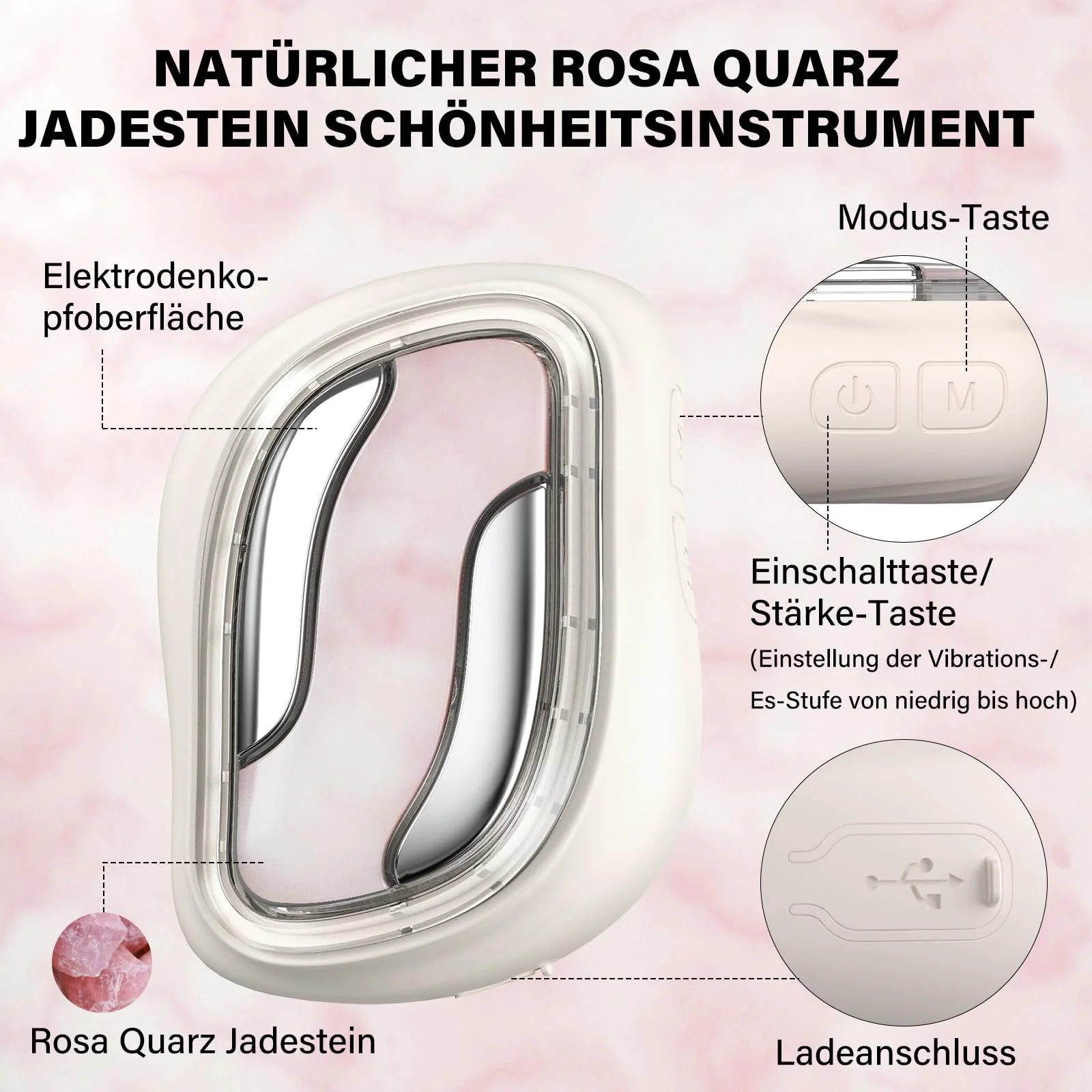 Прибор для массажа лица против морщин EMS с массажными камнями из жадеита, вибрацией и нагревом, RF beauty device, устройство для подтяжки лица со светодиодной красной подсветкой, фото №6