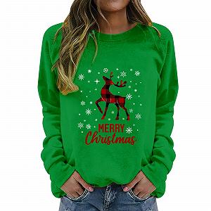 Рождественский свитер Женский Длинный рукав Круглый вырез Смешной Рождество Разноцветный с принтом Снеговик Свитшот Большой размер Дешевый свитер - Фото 1