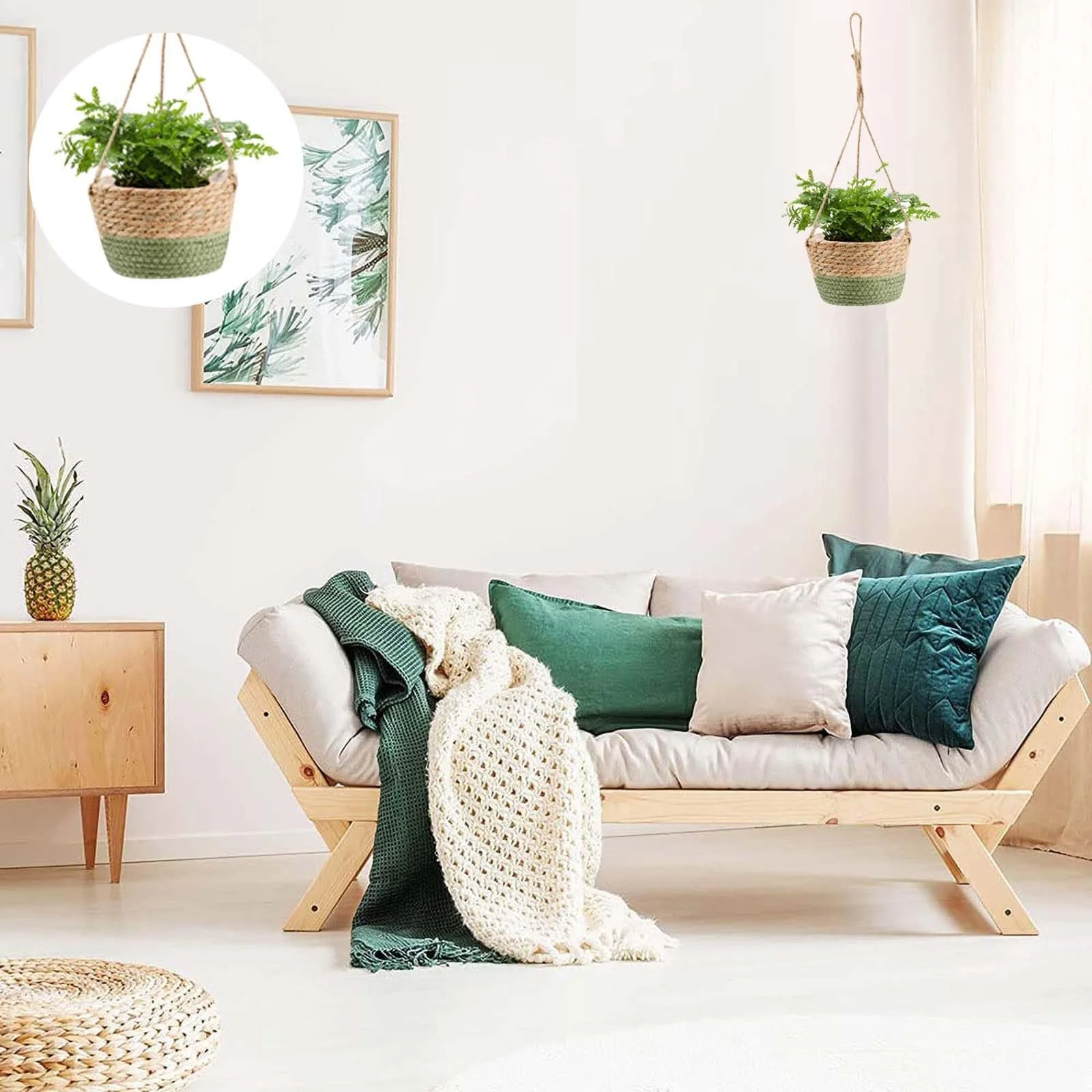 Підвісні кошики для рослин плетені, набір 2 шт., фото №7 Підвісні кошики для рослин плетені, набір 2 шт., фото №7