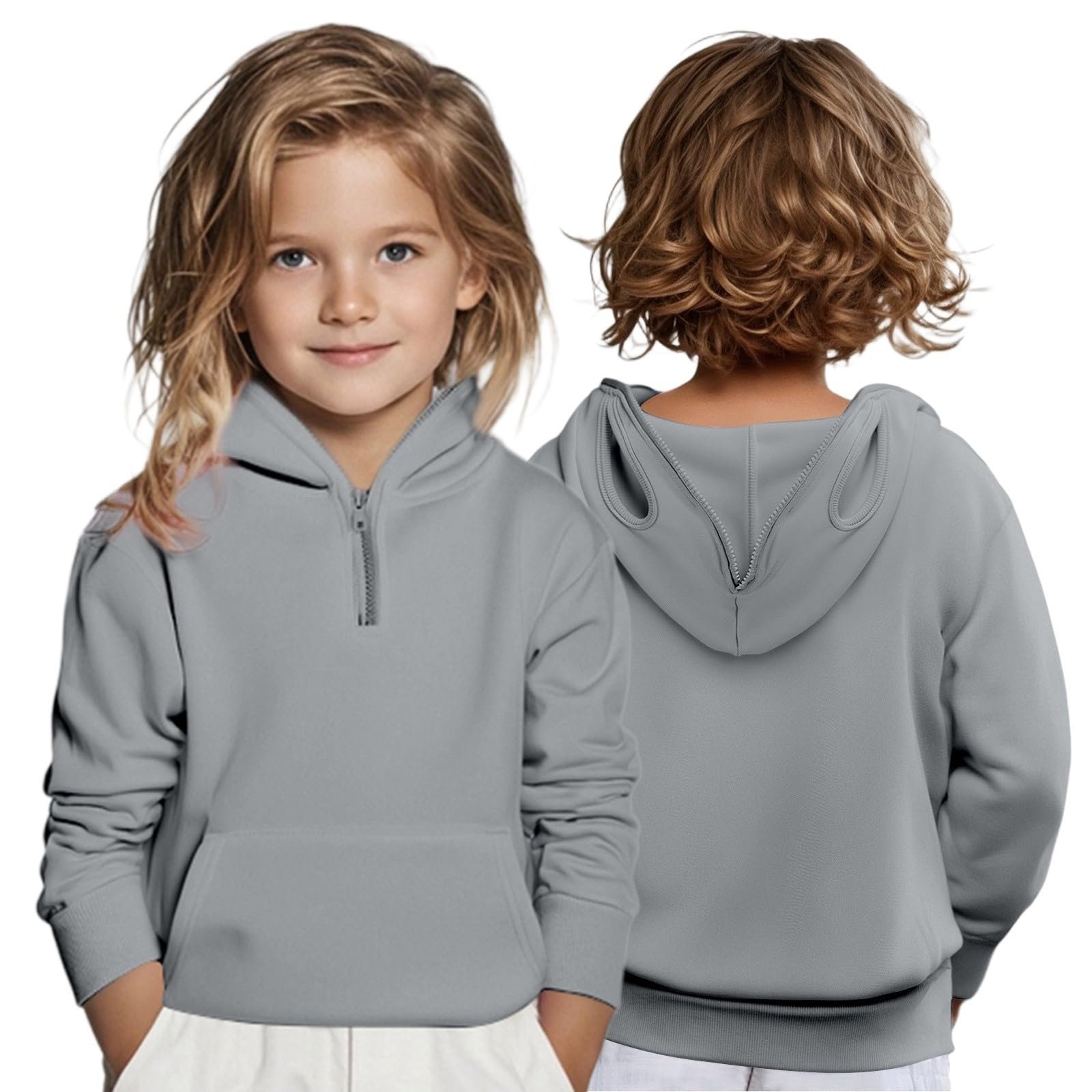 Зимний джемпер для мальчиков 146 Толстовки и свитшоты для мальчиков Однотонный пуловер на молнии с карманом Длинный рукав Повседневная верхняя одежда для школы и активного отдыха Рубашка 140, фото №3