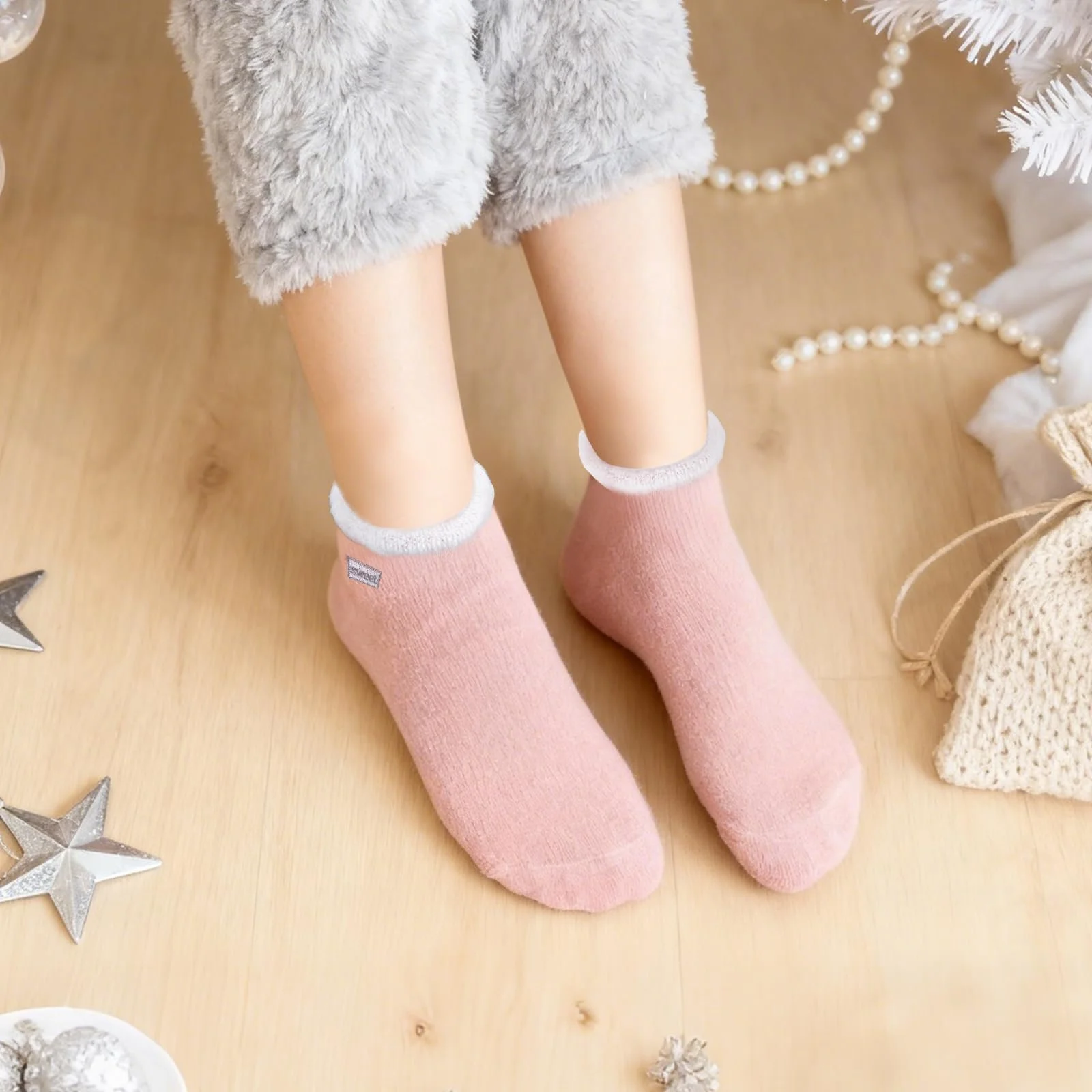 Пухнасті шкарпетки Жіночий подарунковий набір Різдво, 2 пари (розмір 35-42), фото №7