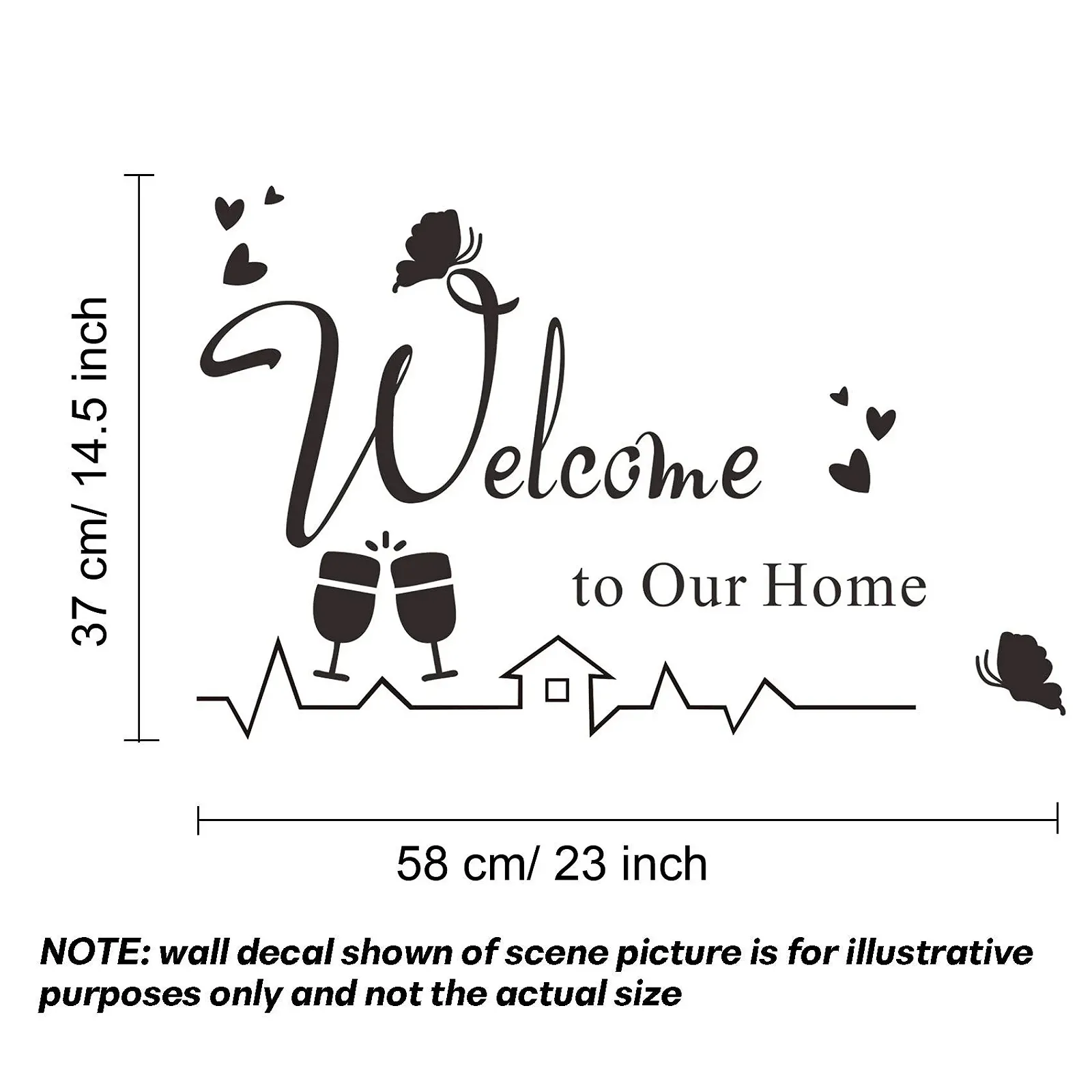 Наклейка на стіну Welcome to Our Home Вінілова Чорна 58 x 37 см, фото №5