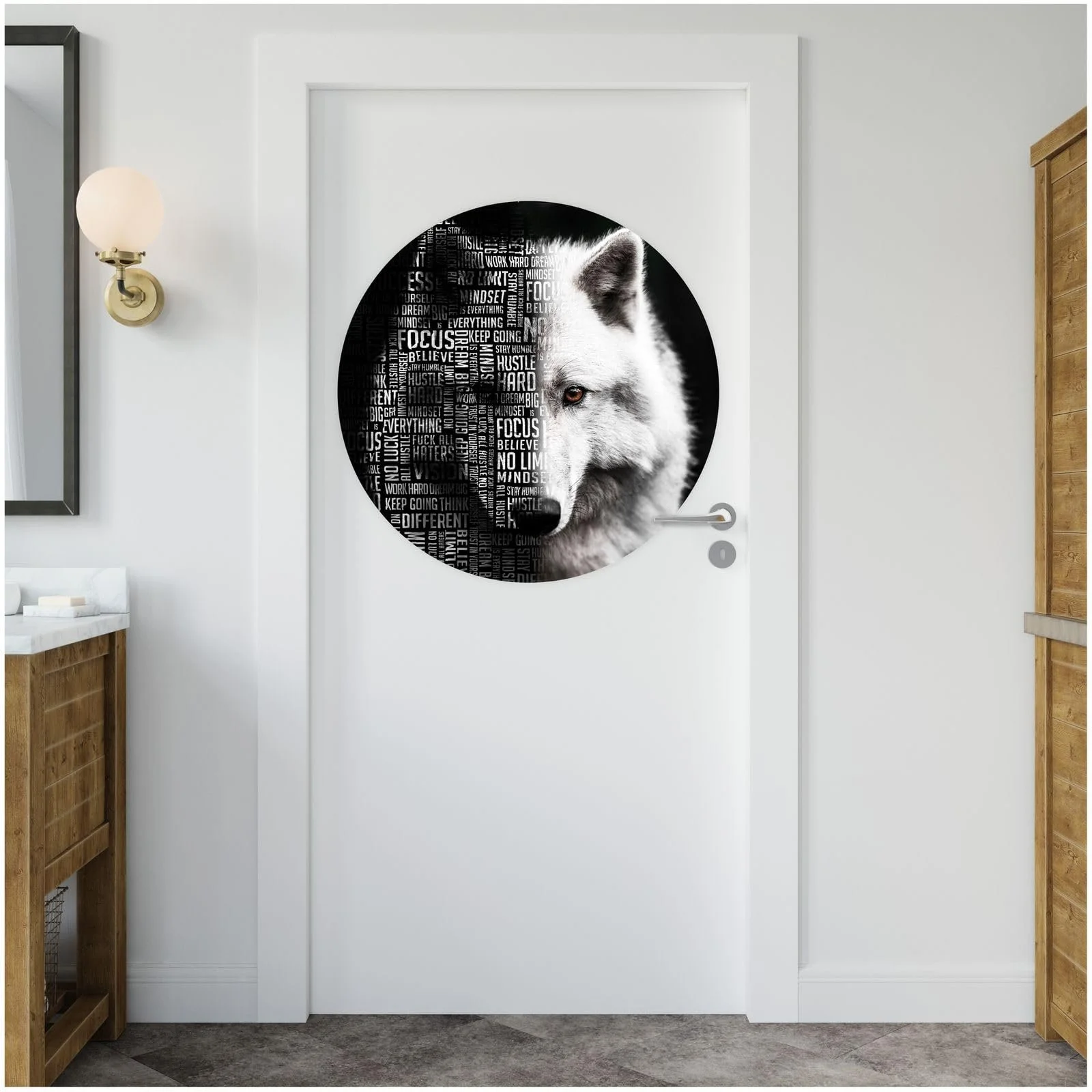 Наклейка на стіну кругла Wolf Mindset діаметр 100 см, фото №4 Наклейка на стіну кругла Wolf Mindset діаметр 100 см, фото №4