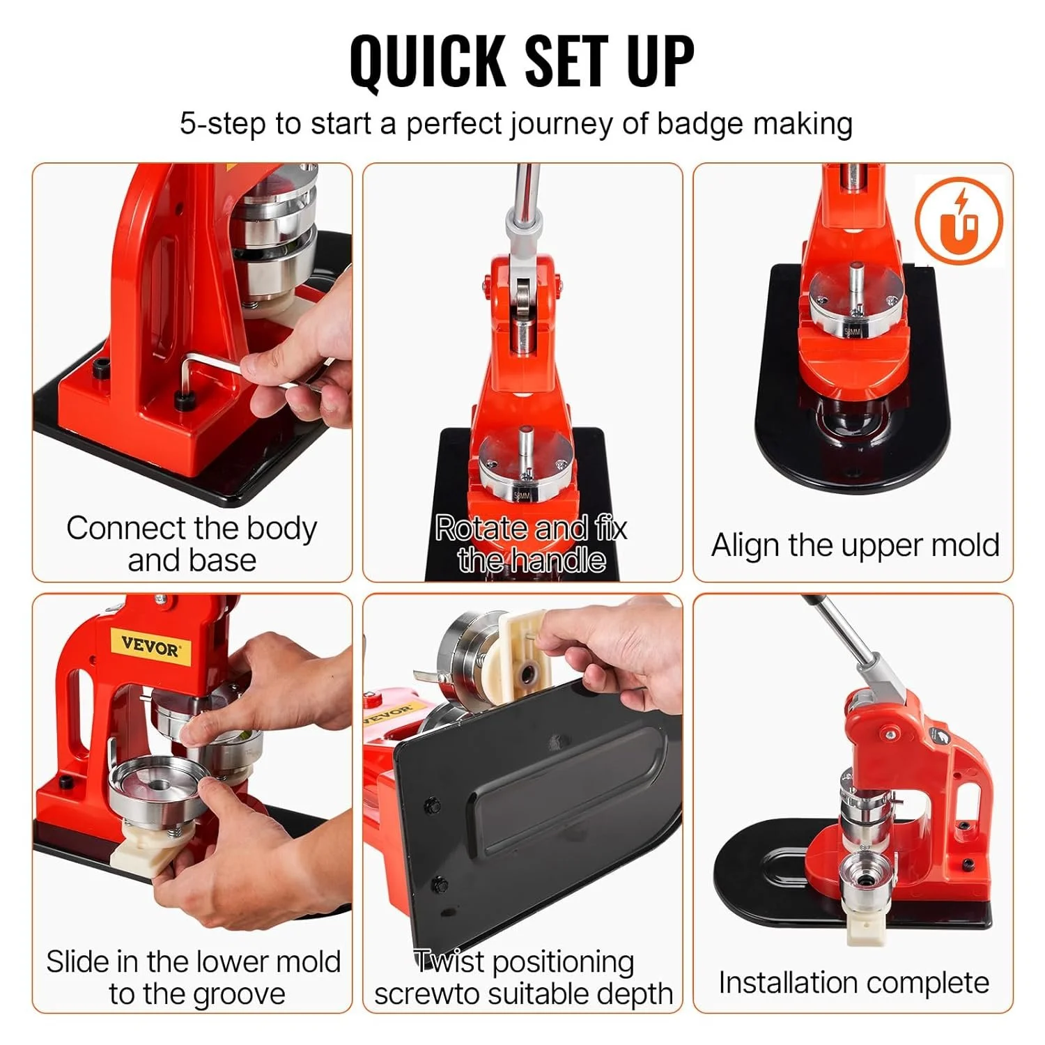 Прес для виготовлення значків VEVOR 32мм BJS-32-RD-01 Red, фото №5