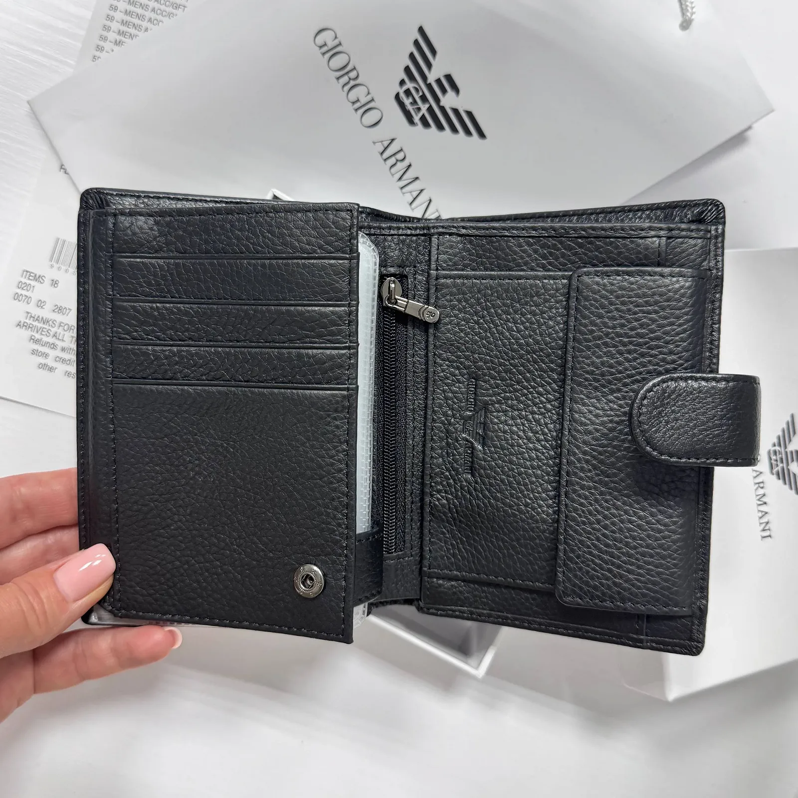 Мужское портмоне вертикальное кожаное Armani, фото №5