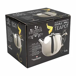 Чайник-заварник Grunwerg Подвійні стінки з фільтром-вставкою Нержавіюча сталь 18/10 1,0 л synthetic.ua - Фото 1