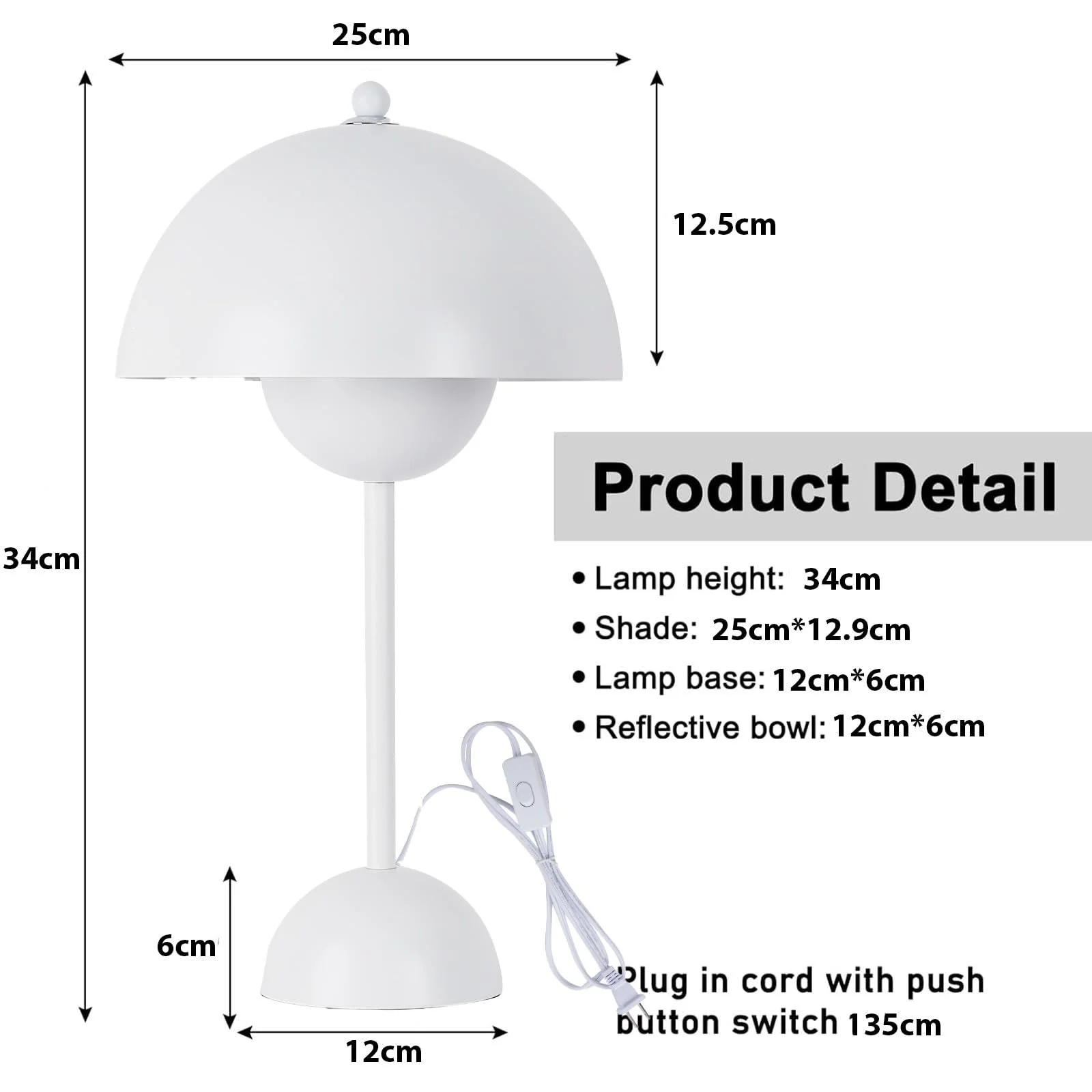 Настільна лампа Alpinaluz Біла Сталева Скандинавський ретро-дизайн Подвійний купол E27, фото №6