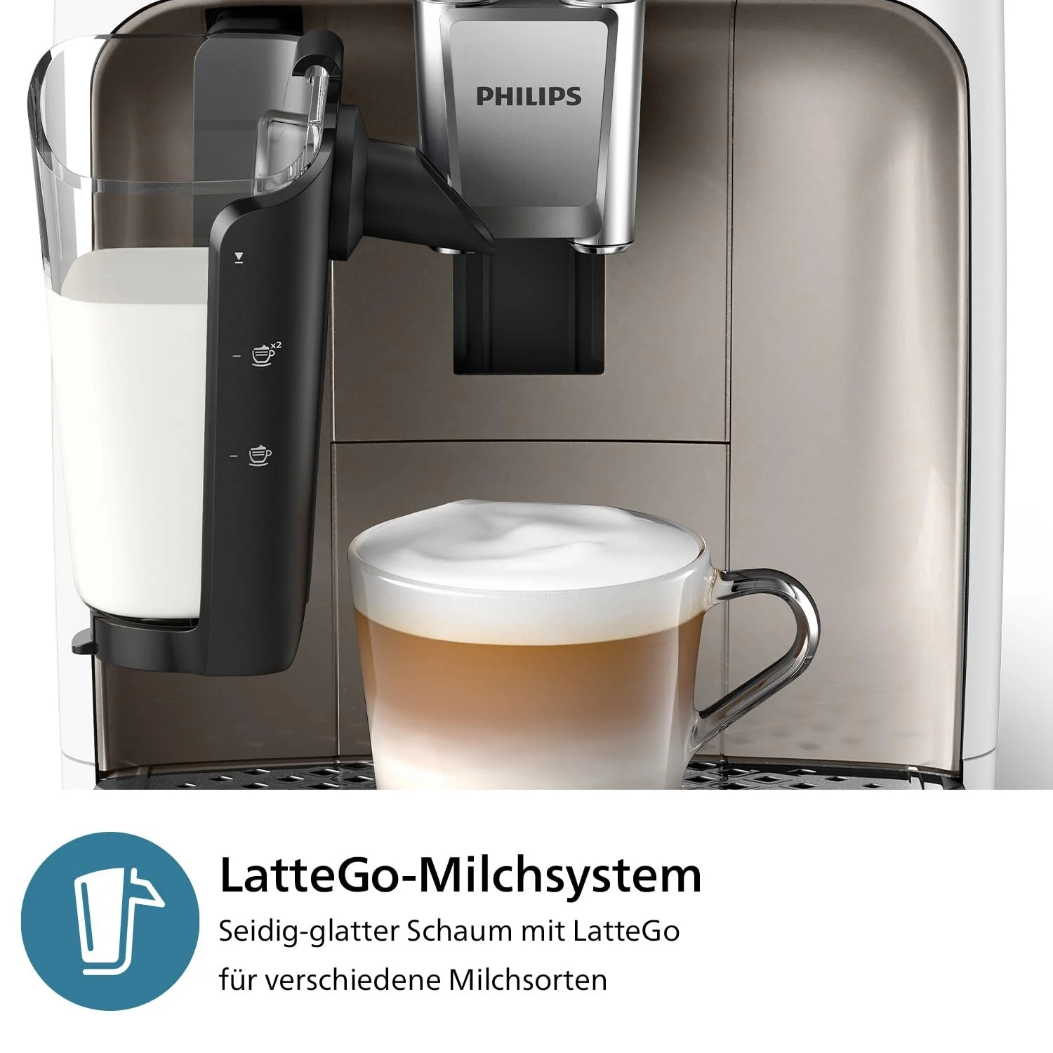 Эспрессо-машина автоматическая Philips 2300 series LatteGo EP2333/40, 4 напитка в одно касание, система LatteGo, SilentBrew, белая с хромом, фото №5 Эспрессо-машина автоматическая Philips 2300 series LatteGo EP2333/40, 4 напитка в одно касание, система LatteGo, SilentBrew, белая с хромом, фото №5