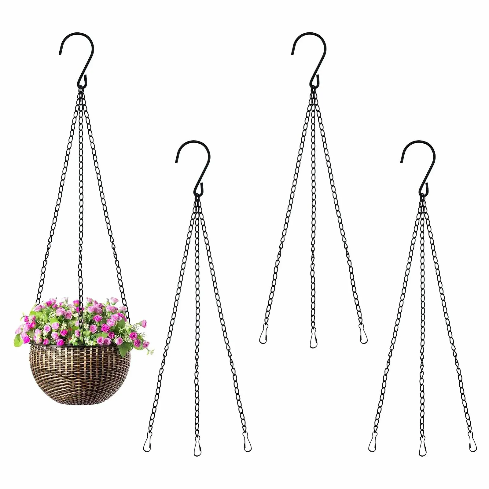 Подвесные металлические цепочки для кашпо Чорные 6 шт. Железо, фото №1