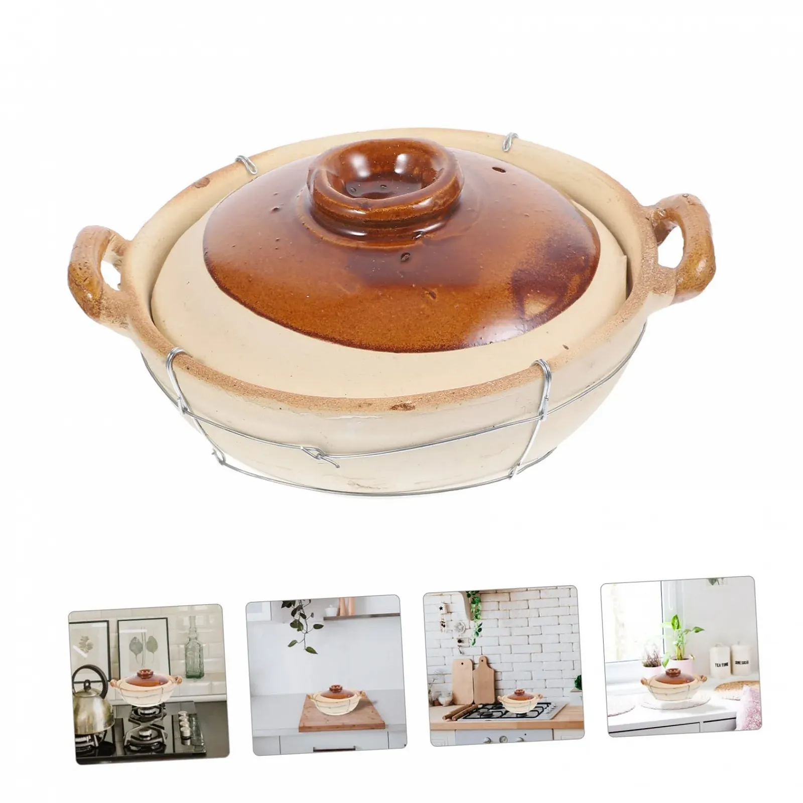 Кастрюля-сотейник Ciieeo Керамическая Термостойкая с двойной ручкой, фото №4