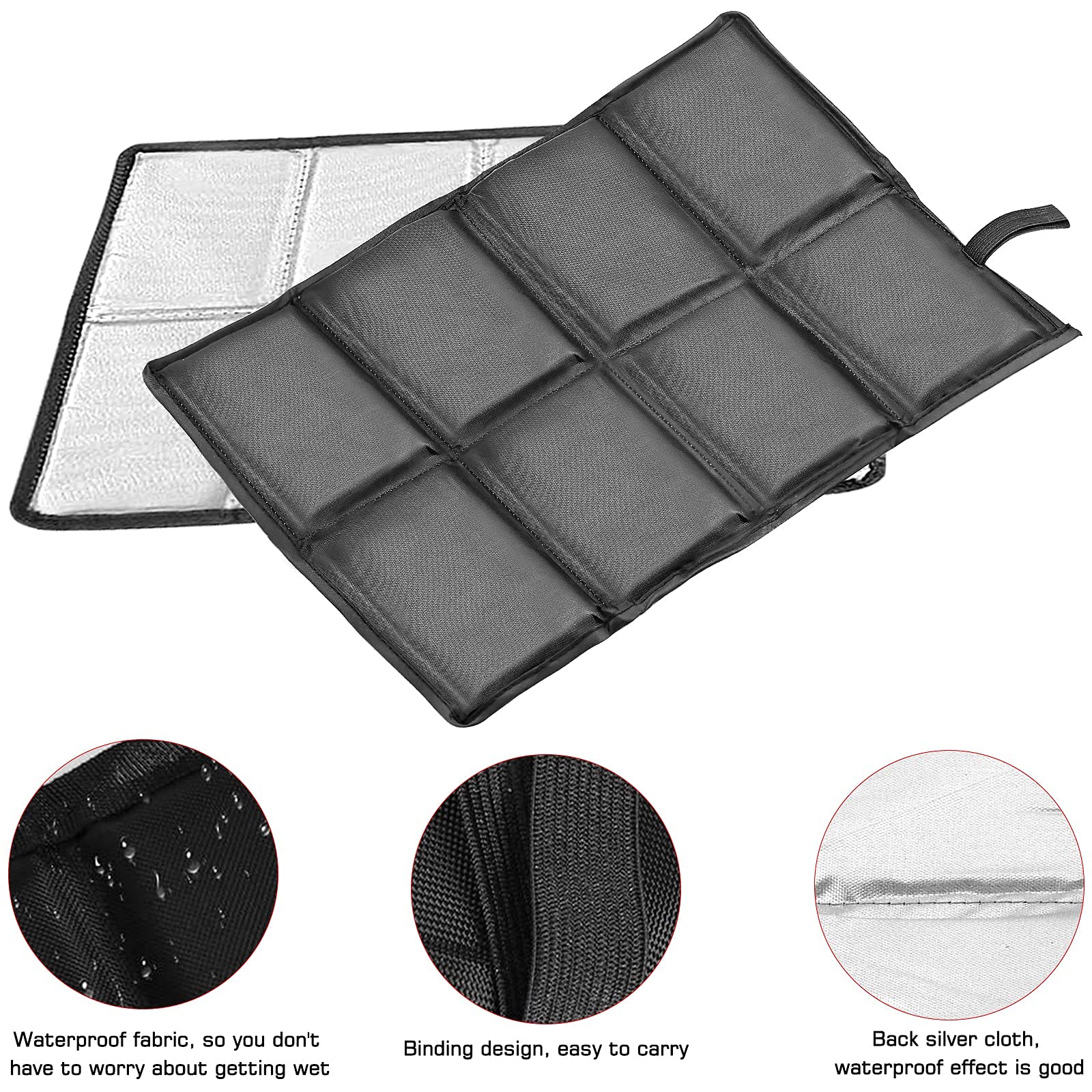 Сидушка HongBoom Pack of 2 Thermal Outdoor Seat Cushion Oxford Thermal Foldable Outdoor Seat Cushion Portable Black, фото №7