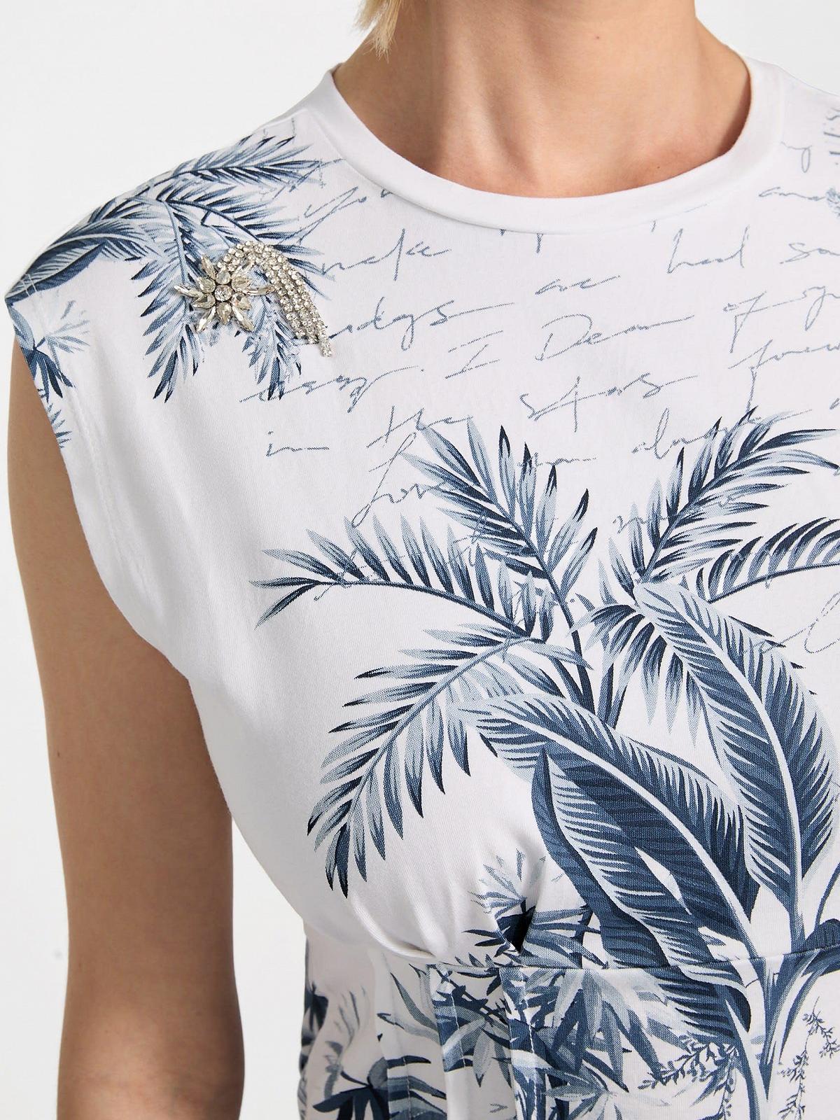 Жіноча футболка Guess - Palms Corset Tee (Tobacco Palms) - Біла - S, фото №3