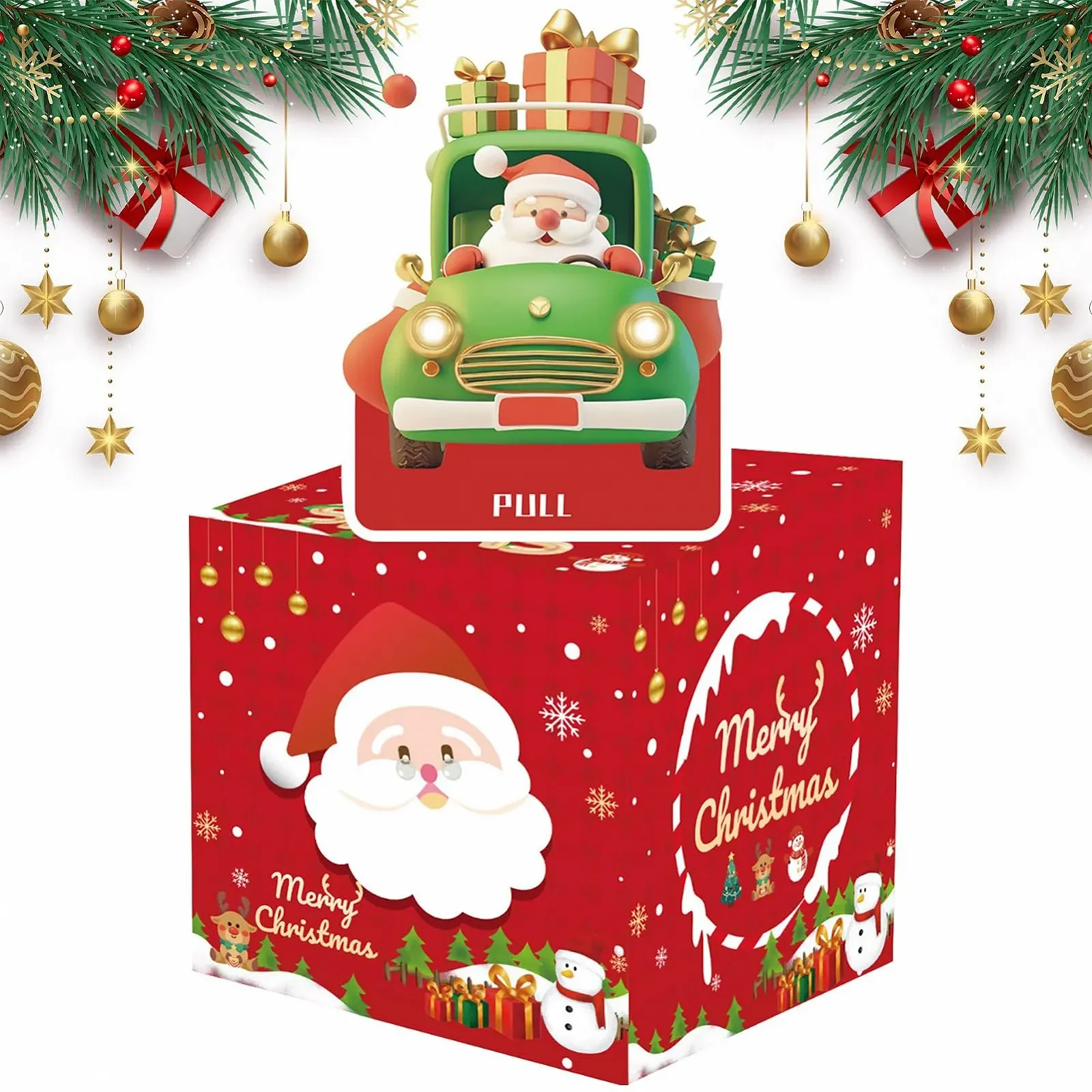 Копилка Рождественская Праздничная с 50 прозрачными пакетами Сани Санта-Клауса, фото №5