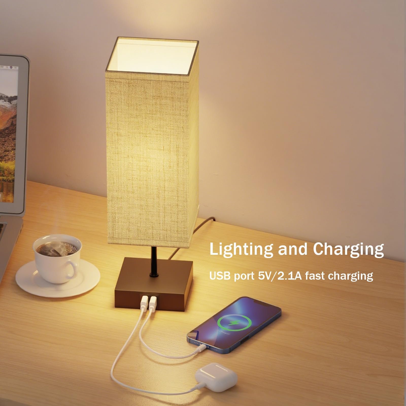 Настільна лампа Сенсорна Димована USB E27 6 Вт 3 колірні температури, фото №4
