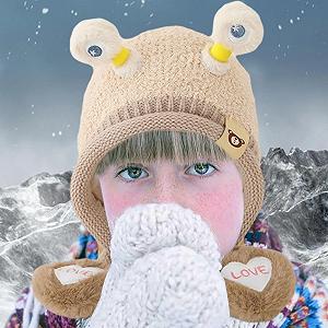 Вязана шапка Frosch дитяча зимова з вушками synthetic.ua - Фото 1