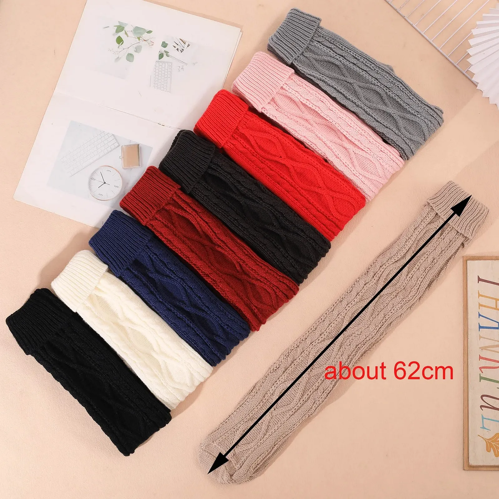 В'язані гольфи FGFD&OU, жіночі, вище коліна, теплі зимові шкарпетки, різдвяні шкарпетки, фото №5