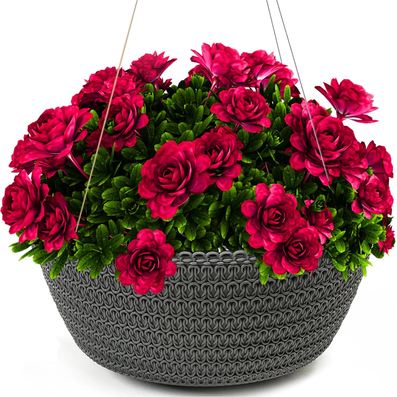 Підвісний кошик KONZEPT з візерунком плетіння діаметр 30 см Антрацит, фото №1 Підвісний кошик KONZEPT з візерунком плетіння діаметр 30 см Антрацит, фото №1