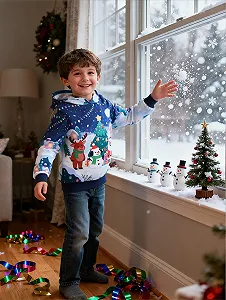 Худи CM-Kid для мальчиков, Лонгслив, Детские рождественские свитшоты, Топы с оленями, Размер 104-134 synthetic.ua - Фото 1