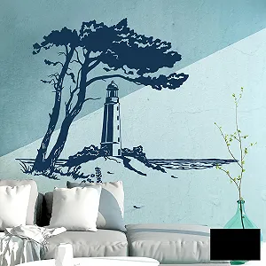 Наклейка на стіну ilka parey wandtattoo-welt Baltic Sea Hiddensee with Lighthouse M1929 XXXL 200x153 см Black - Фото 1