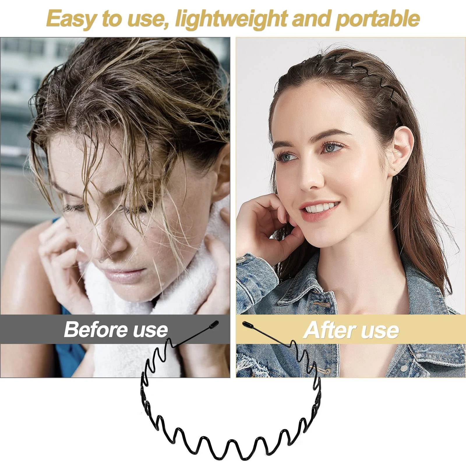 Набір металевих обручів для волосся 3 шт., фото №4